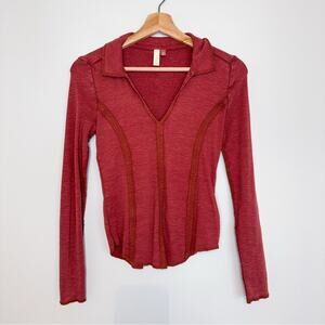 Anthropologie Pilcro Stitched Long-Sleeve Top